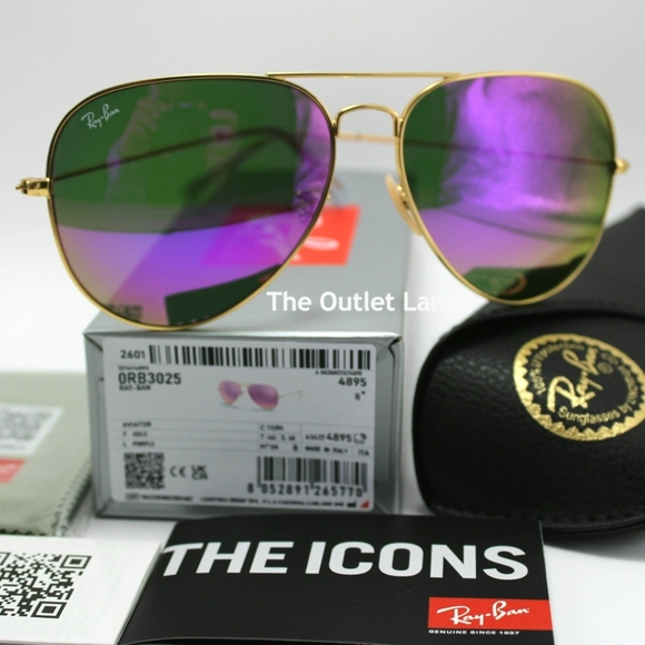 Model Display RayBan Aviator Purple Mirror RB3025 Reflective - Picture 3 of 16